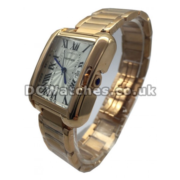 Copy Cartier Tank Francaise 36MM Yellow Gold Case Yellow Gold Bracelet Watches