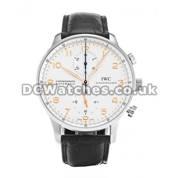 Swiss Sturdy IWC Portuguese Chrono Silver Dial Replica Watches For Men