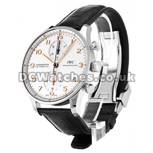 Swiss Sturdy IWC Portuguese Chrono Silver Dial Replica Watches For Men
