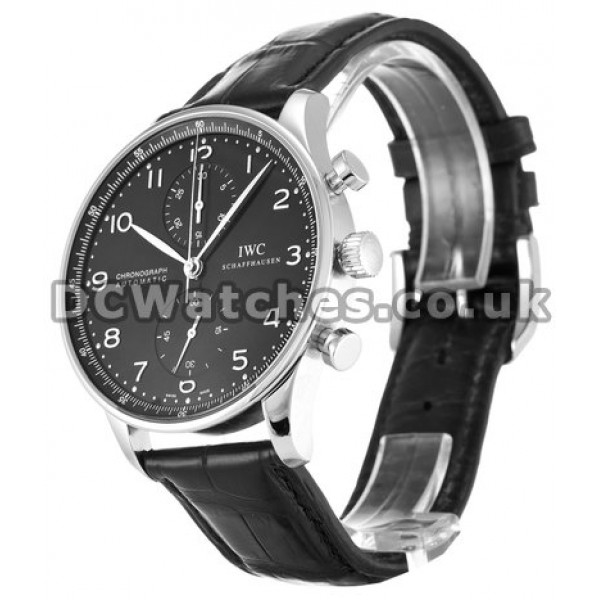 Popular Black IWC Portuguese Chrono 40.9MM Replica Watches For Men