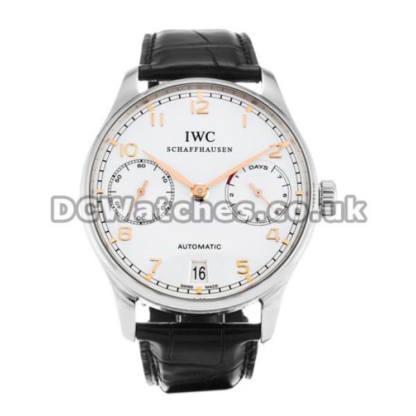Best UK IWC Portuguese Automatic White Dial Replica Watches For Men