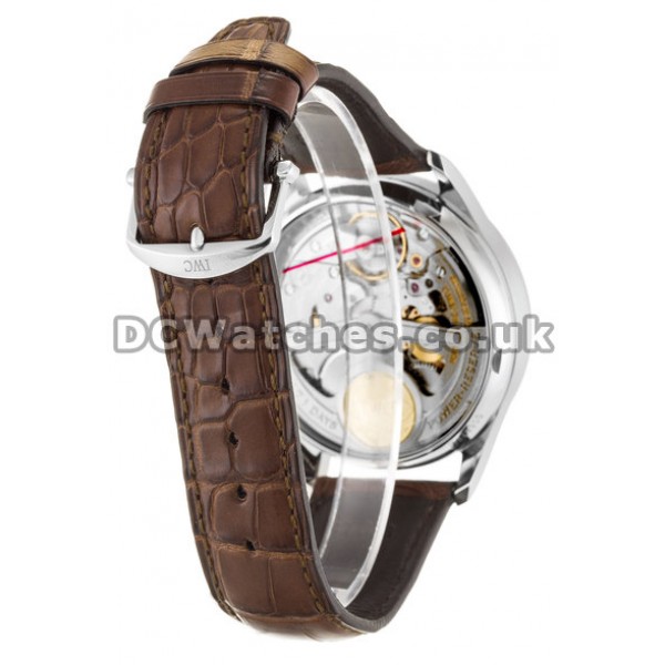 Popular Black Dial IWC Portuguese Automatic Replica Watches With Brown Strap For Men