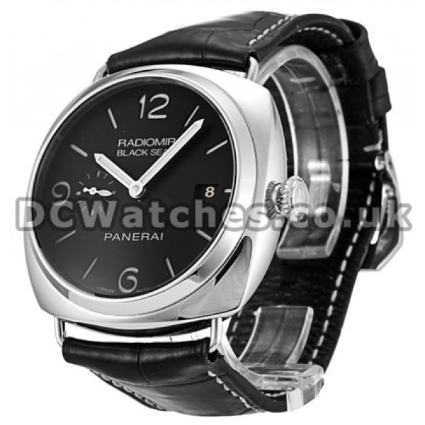 Sturdy Steel Case Panerai Radiomir Automatic Black Dial Replica Watches For UK