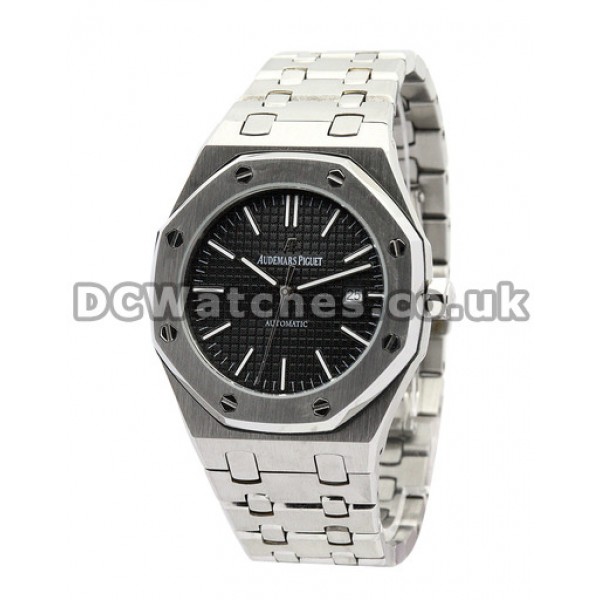 Sturdy Steel Audemars Piguet Royal Oak Black Dial Replica Watches For Men