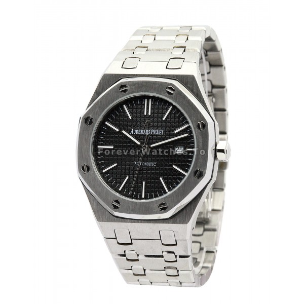 Sturdy Steel Audemars Piguet Royal Oak Black Dial Replica Watches For Men