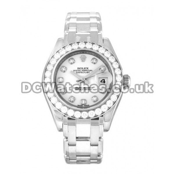 AAA Quality Rolex Pearlmaster Fake Watches With White Dials For Women
