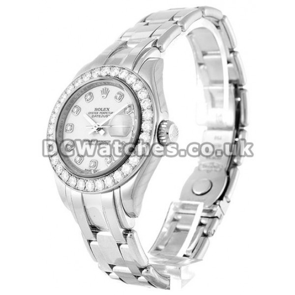 AAA Quality Rolex Pearlmaster Fake Watches With White Dials For Women
