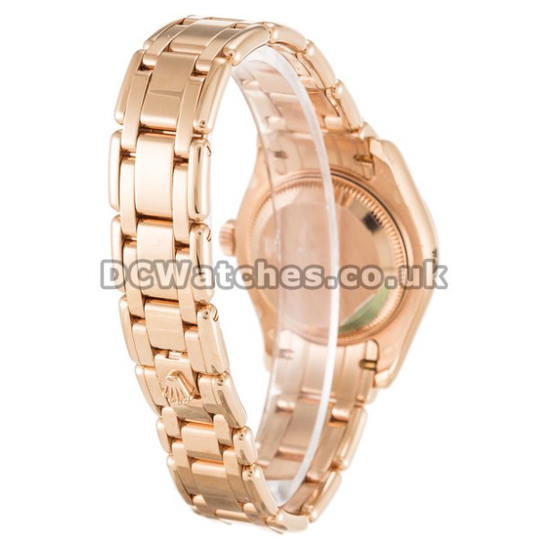 28 MM Rolex Pearlmaster Rose Gold Ladies Replica Watches