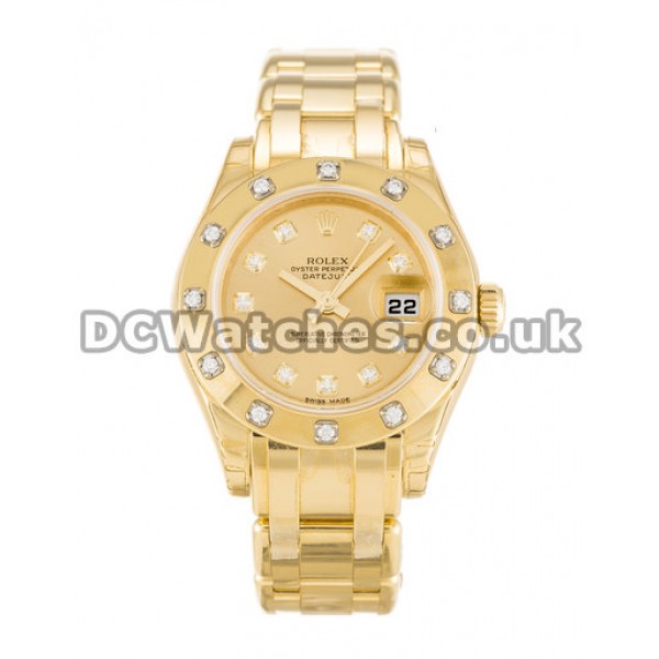 Ladies Rolex Pearlmaster Yellow Gold Diamonds Replica Watches