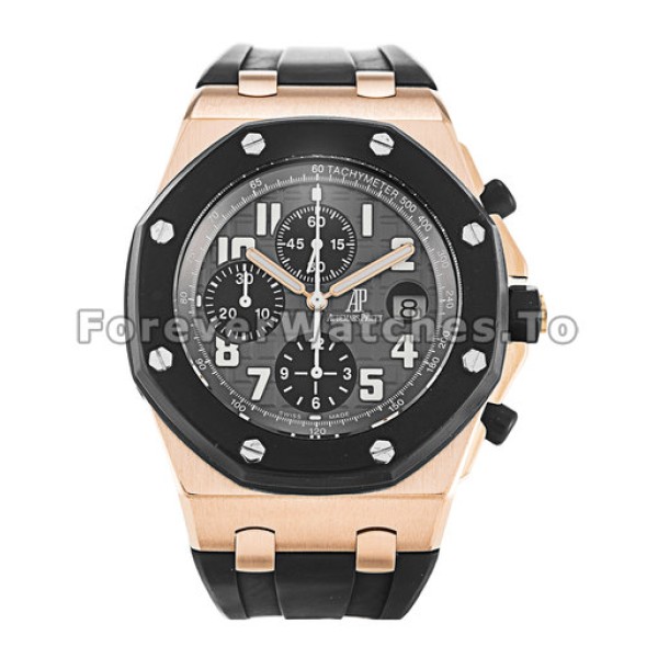 Rose Gold Audemars Piguet Royal Oak Offshore Grey Dial Replica Watches For Men