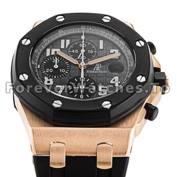 Rose Gold Audemars Piguet Royal Oak Offshore Grey Dial Replica Watches For Men