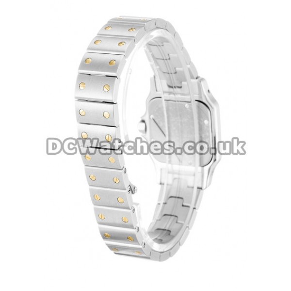 Elegant Steel And Yellow Gold Cartier Santos Fake Watches Silver Dial For Ladies