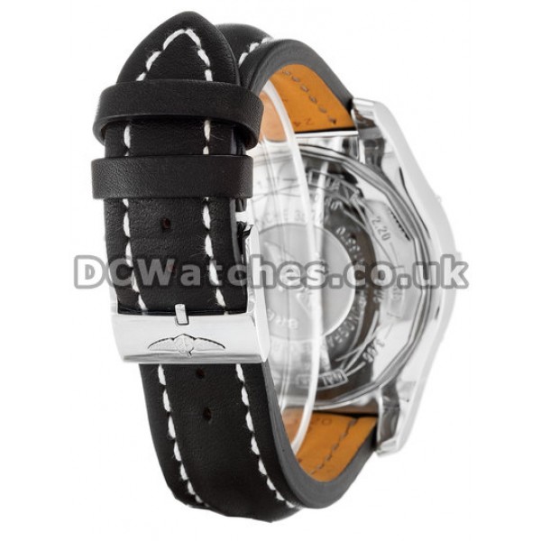Fake Breitling Super Avenger 48.4MM Steel Case Black Leather Strap Watches