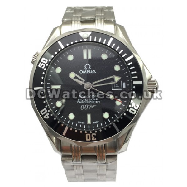 High-quality Steel Black Dial Omega Seamaster Replica Watches For Men