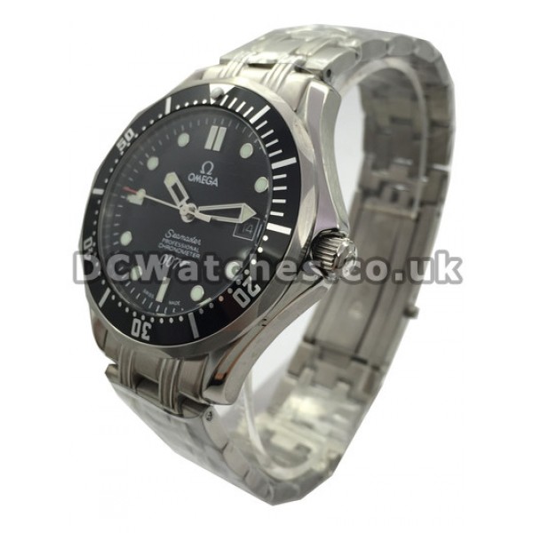 High-quality Steel Black Dial Omega Seamaster Replica Watches For Men