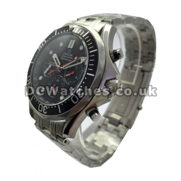 UK Top Black Dial Omega Seamaster 44MM Fake Watches Sale For Men