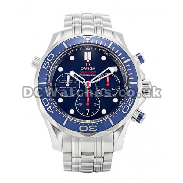 Popular Blue Omega Seamaster Copy Watches With Steel Bracelet For Men