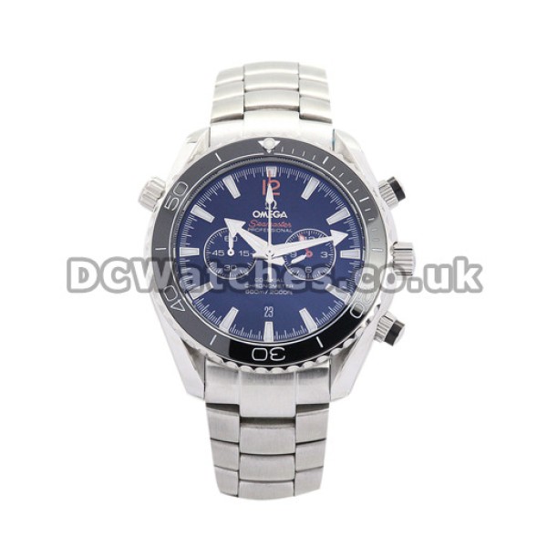 Steel Black Bezel Omega Seamaster Blue Dial Fake Watches For Men