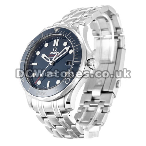 UK Popular Omega Seamaster 41MM Blue Dial Fake Watches For Men