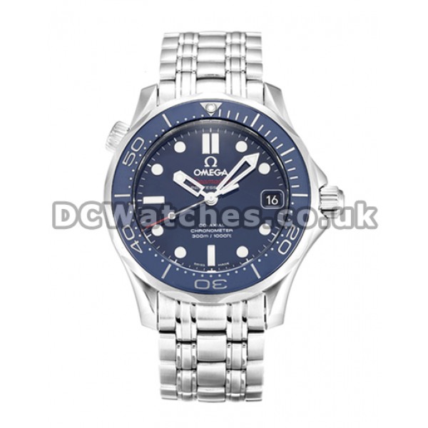 Pretty Steel 43MM Omega Seamaster Blue Dial Copy Watches For Men