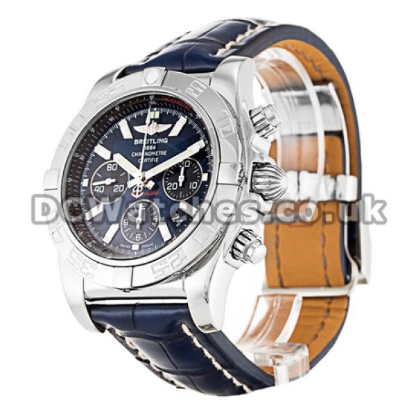 Best Breitling Chronomat 44 Blue Dial Blue Crocodile Strap Copy Watches