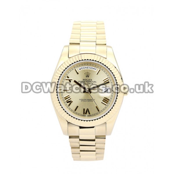 Perfect 1:1 Rolex Day-Date II 218238 Fake Watches With Gold Dials For Sale