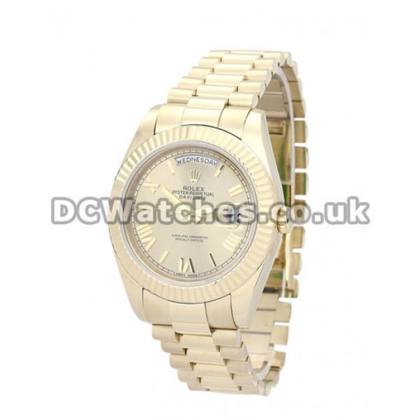Perfect 1:1 Rolex Day-Date II 218238 Fake Watches With Gold Dials For Sale