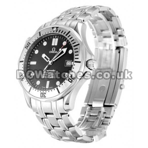 Pretty Steel Black Dial Omega Seamaster 41MM Copy Watches For Men