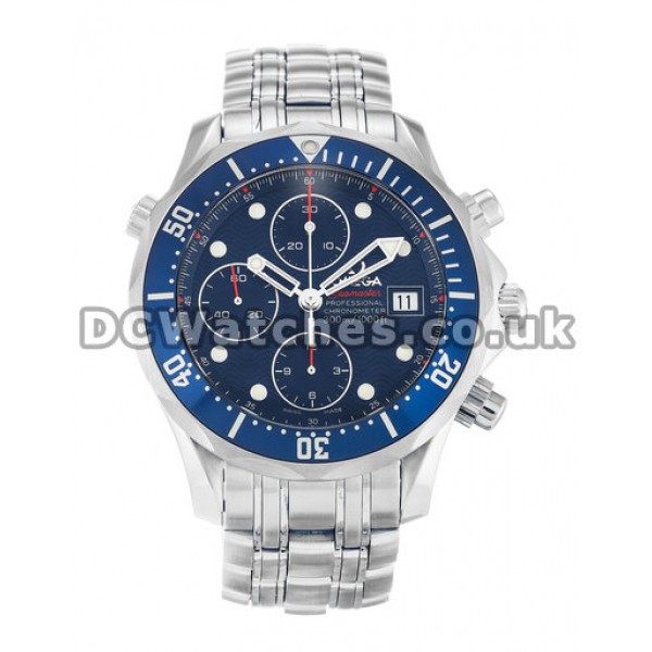 Sturdy Blue Dial Omega Seamaster Chrono Diver Fake Watches For Men