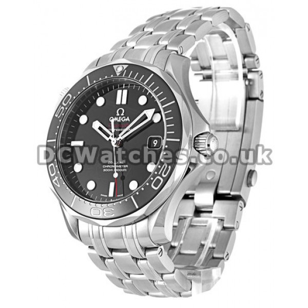 Practical Silver Omega Seamaster 300M Black Dial Replica Watches For Men