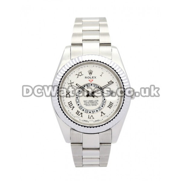 Elegant White Gold Rolex Sky-Dweller 42MM Replica Watches For Men