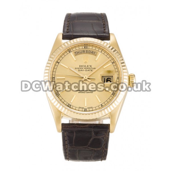 Day-Date Rolex 36 MM Champagne Baton Dial Replica Watches