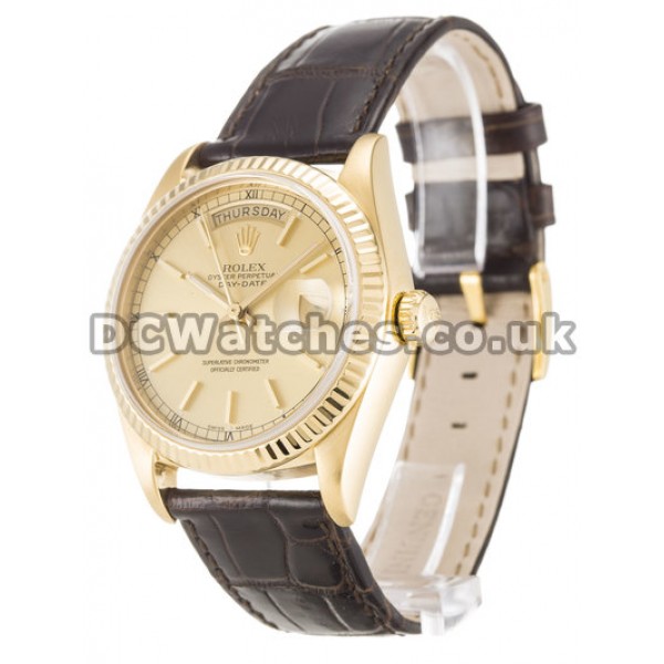 Day-Date Rolex 36 MM Champagne Baton Dial Replica Watches