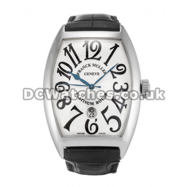 Fake Franck Muller Conquistador 39MM White Gold Case Black Crocodile Strap Watches