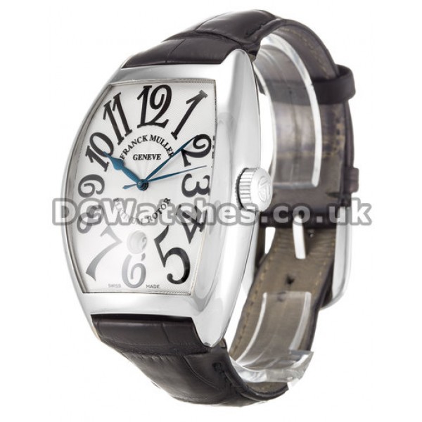 Fake Franck Muller Conquistador 39MM White Gold Case Black Crocodile Strap Watches