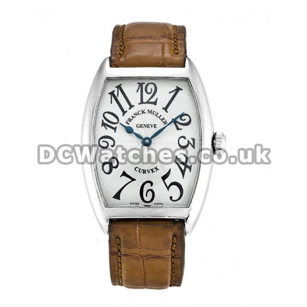 Top Replica Franck Muller Cintree Curvex 28MM White Gold Silver Arabic Dial Watches