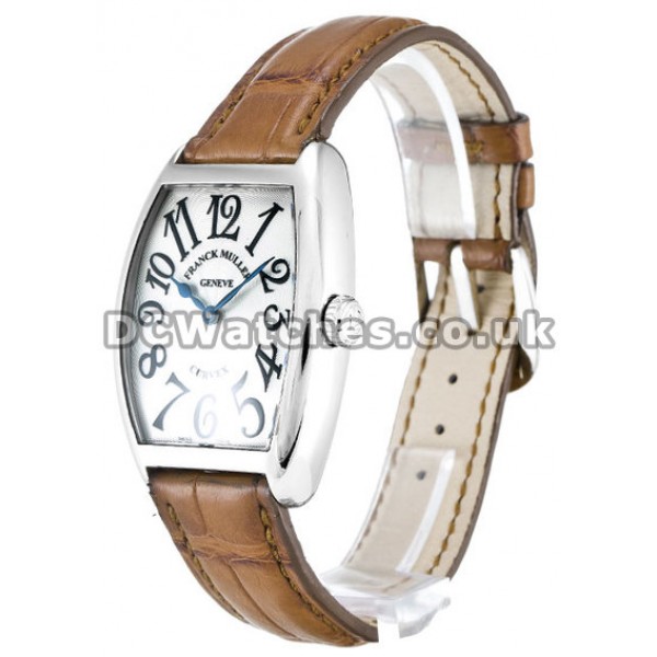Top Replica Franck Muller Cintree Curvex 28MM White Gold Silver Arabic Dial Watches