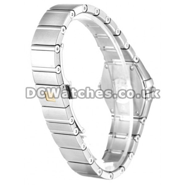 Copy Omega Constellation Ladies 24MM Steel Case Diamonds Bezel Blue Dial Watches