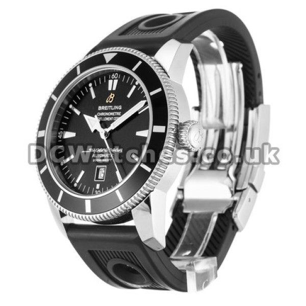 Black Dial Black Rubber Strap Replica Breitling SuperOcean Heritage Watches For UK Sale