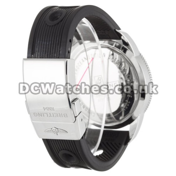 Black Dial Black Rubber Strap Replica Breitling SuperOcean Heritage Watches For UK Sale