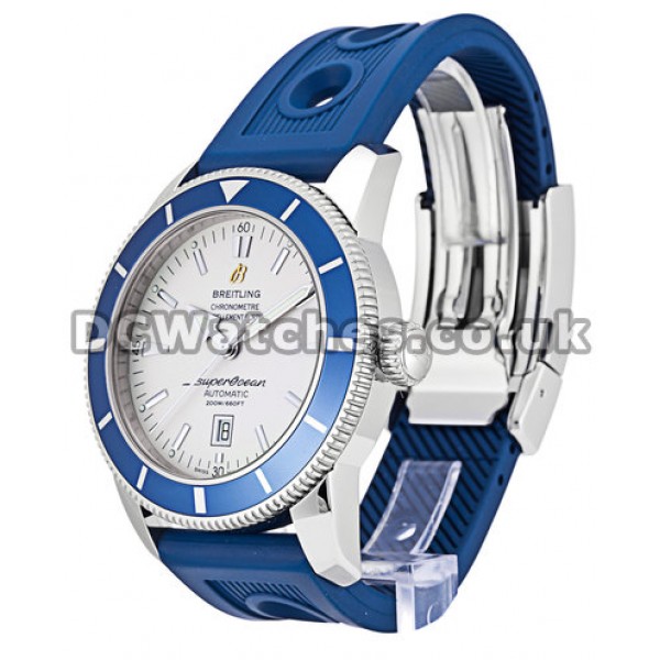 46MM Blue Rubber Strap Male Replica Breitling SuperOcean Heritage Fake Watches