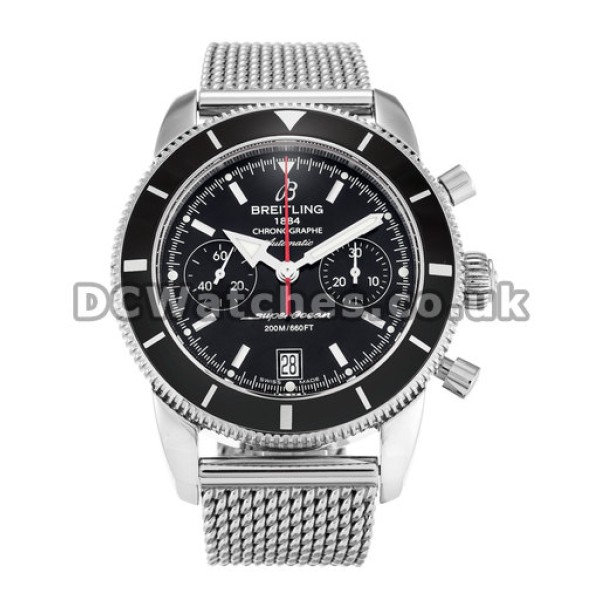 Swiss 44MM Steel Replica Breitling SuperOcean Heritage Black Dial Fake Watches