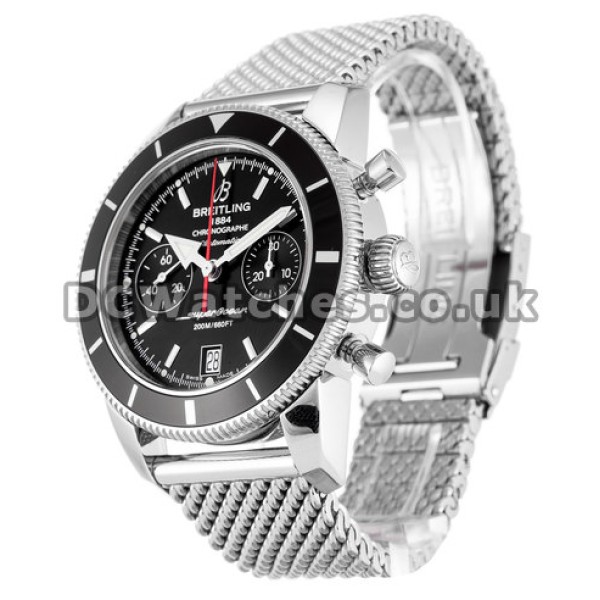 Swiss 44MM Steel Replica Breitling SuperOcean Heritage Black Dial Fake Watches