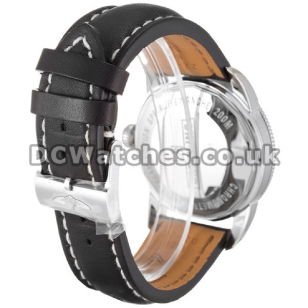 UK Black Leather Strap Breitling SuperOcean Heritage Black Dial Replica Watches