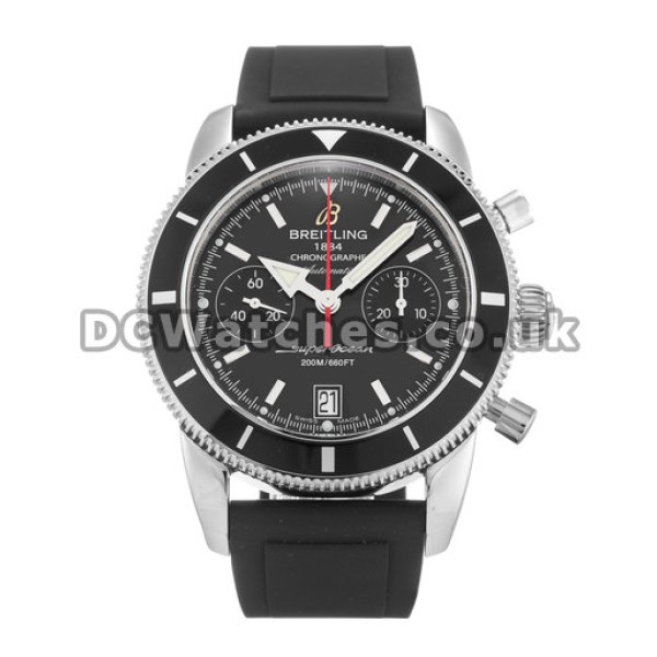 Black Rubber Strap Breitling SuperOcean Heritage Replica Watches UK With Steel Cases