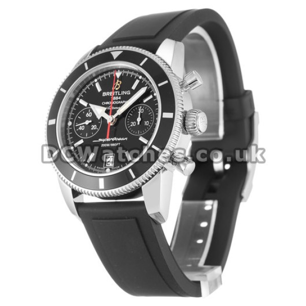 Black Rubber Strap Breitling SuperOcean Heritage Replica Watches UK With Steel Cases