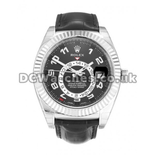 Best White Gold Rolex Sky-Dweller Replica Watches Black Dial For UK