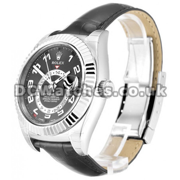 Best White Gold Rolex Sky-Dweller Replica Watches Black Dial For UK