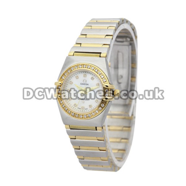 Omega Constellation 22.5MM Steel & Yellow Gold Case Diamonds Bezel Copy Watches