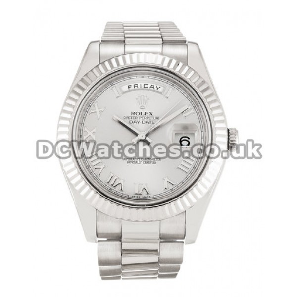 NEW Day-Date II 41 MM White Gold Case Silver Dial Replica Watches